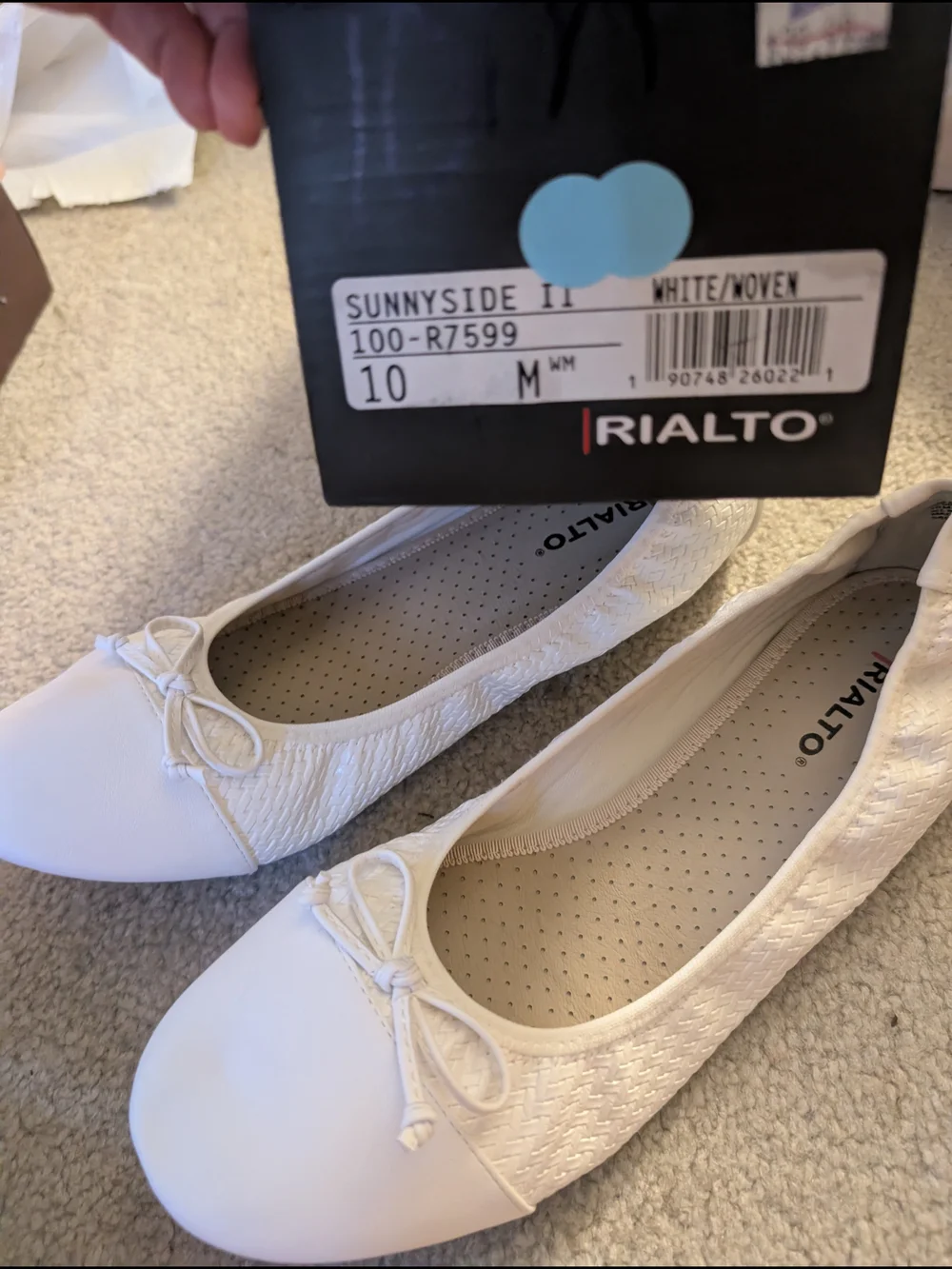 New Rialto White Ballet Flats with Bow